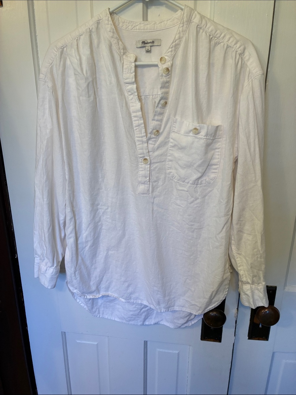 Madewell Linen/ Viscose White long sleeve top, size Small